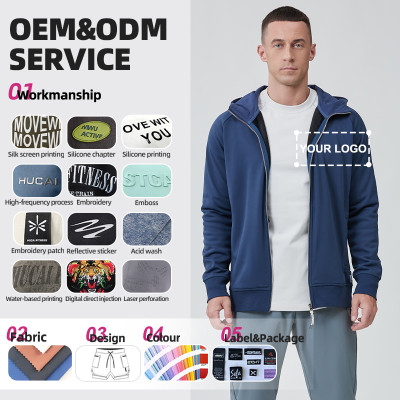 Custom Men Sports Jacket Metal Zipper Soft Lightweight Regular Fit |Hucai Activewear Manufacturer