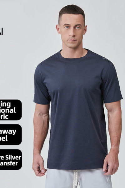 Custom Men Gym T Shirts Cooling Long-staple Cotton Reflective logo|Hucai Activewear Manufacturer