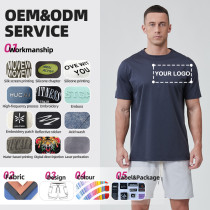 Custom Men Gym T Shirts Cooling Long-staple Cotton Reflective logo|Hucai Activewear Manufacturer