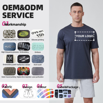 Custom Men Gym T Shirts Cooling Long-staple Cotton Reflective logo|Hucai Activewear Manufacturer