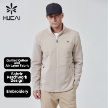 Custom Men Golf Jackets Spandex Quilted Cotton Air Layer |Hucai Activewear Manufacturer