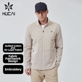 Custom Men Golf Jackets Spandex Quilted Cotton Air Layer |Hucai Activewear Manufacturer