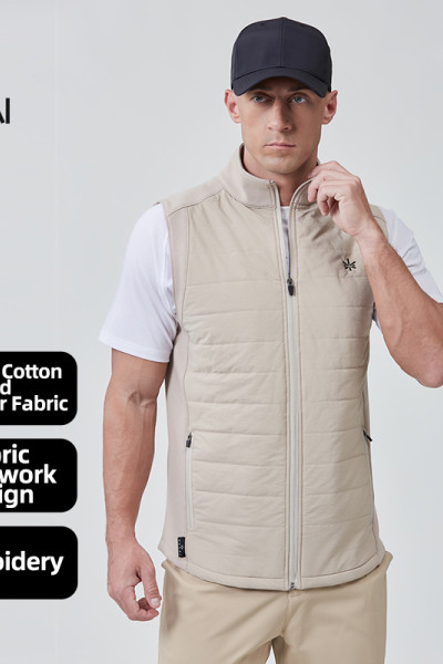 Custom Golf Vest Warm Stand Collar Embroidery Logo |Hucai Activewear Manufacturer
