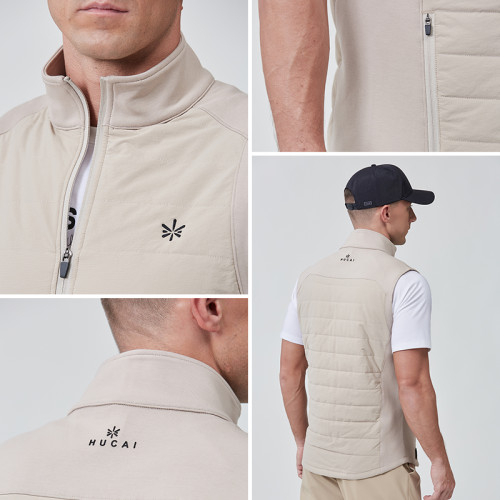 Custom Golf Vest Warm Stand Collar Embroidery Logo |Hucai Activewear Manufacturer