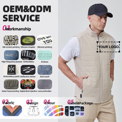 Custom Golf Vest Warm Stand Collar Embroidery Logo |Hucai Activewear Manufacturer