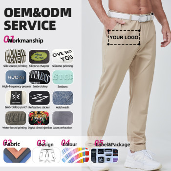 Custom Mens Golf Joggers Pants Anti-slip Band Lightweight Dry Fit |Hucai Activewear Manufacturer