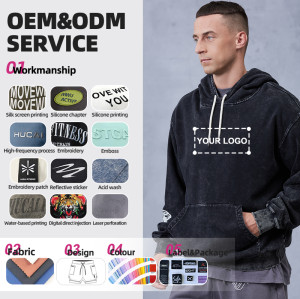 Custom Oversized Sports Gym Hoodies Vintage Snowflake Wash |Hucai Activewear Manufacturer