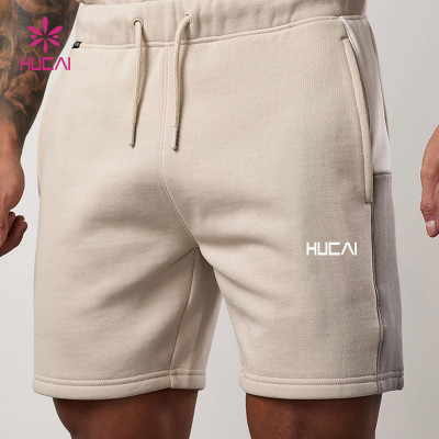 OEM Men's Casual Cotton Shorts with Contrast Panel and Logo |HUCAI Activewear Manufacturers