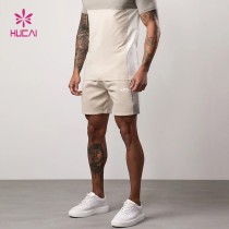 OEM Men's Casual Cotton Shorts with Contrast Panel and Logo |HUCAI Activewear Manufacturers