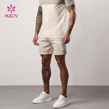 OEM Men's Casual Cotton Shorts with Contrast Panel and Logo |HUCAI Activewear Manufacturers