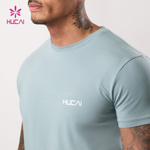 Custom Logo Men's Gym T-Shirt with Premium Cotton-Blend Fabric