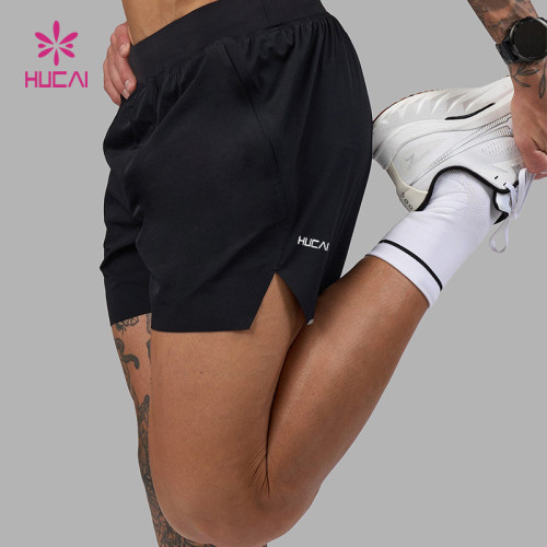 Custom Men's Training Shorts with Split Hem and Zipper Pockets
