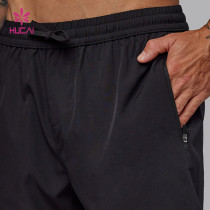 Custom Men's Training Shorts with Split Hem and Zipper Pockets