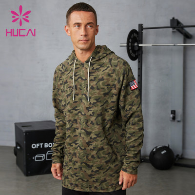 Custom Men's Digital Camo Sports Hoodie | Textured Performance Fabric OEM Manufacturer
