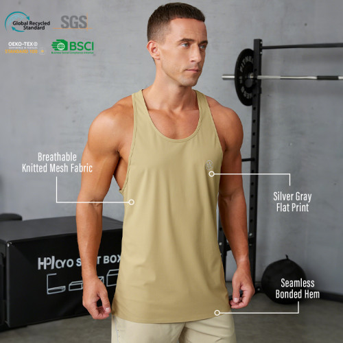 Custom Men's Breathable Mesh Tank Top | Seamless Bonded Training Vest Manufacturer