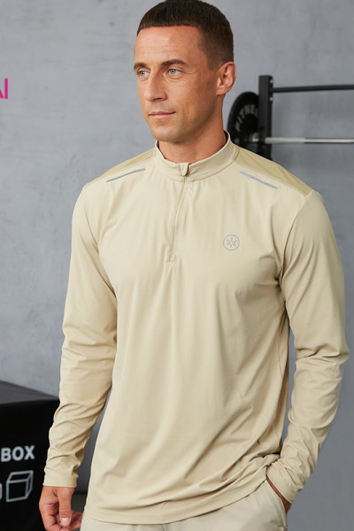 Custom Men's Mock Neck Long Sleeve Training Top | Contrast Mesh Breathable Sportswear Manufacturer