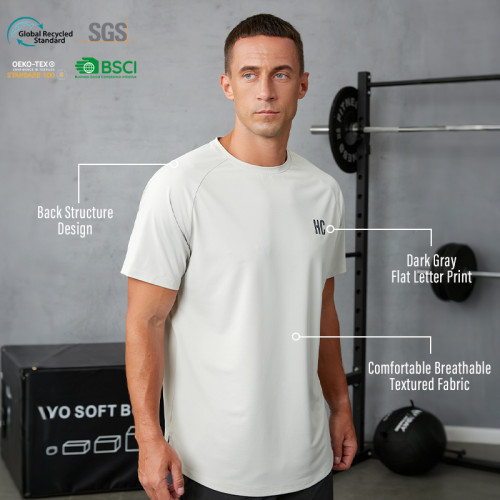 Custom Men's Breathable Textured Training T-Shirt | Lightweight Activewear Manufacturer