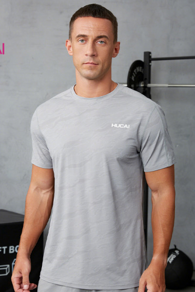 Custom Men's Gray Camo Cooling Performance T-Shirt | Breathable Activewear Manufacturer