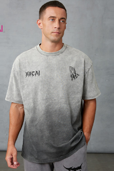 Custom Men's Vintage Snow Wash Oversized Gym T-Shirt