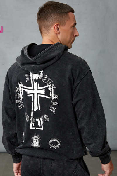 Custom Men's Vintage Snow Wash Hoodie Manufacturer