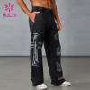 Custom Men's Vintage Snow Wash Jogger Pants with White Print Manufacturer