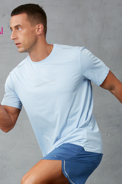 Custom Men's Laser-Perforated Running T-Shirt with Seamless Bonded Technique