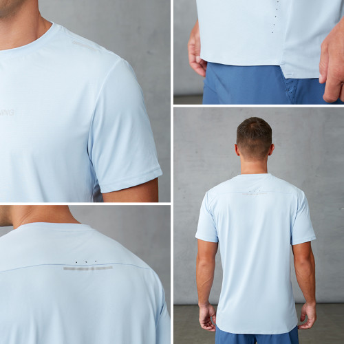 Custom Men's Laser-Perforated Running T-Shirt with Seamless Bonded Technique