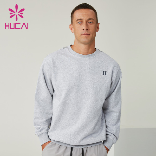 Custom Men's Crewneck Sweatshirt with Silicone Patch And Fabric Panel Manufacturer