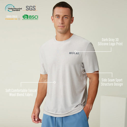 Custom Men's Tencel Wool Blend Performance Fitness Leisure T-Shirt Manufacturer