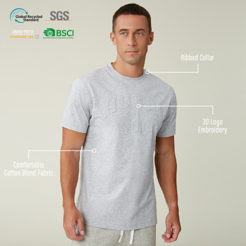 Custom Men's Cotton Blend Embroidered Logo Sports And Casual T-Shirt Manufacturer