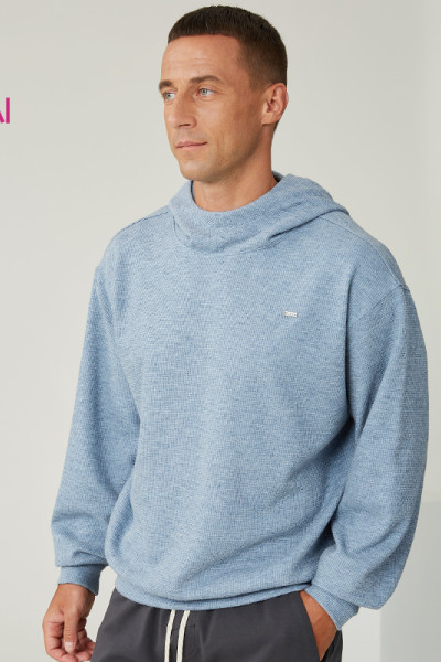 Custom Men's Cashmere Waffle Casual Sports Hoodie Manufacturer