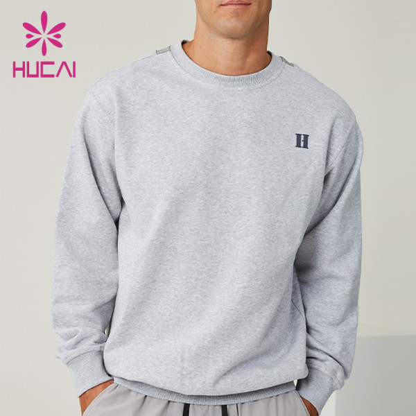 Custom Men's Crewneck Sweatshirt with Silicone Patch And Fabric Panel Manufacturer