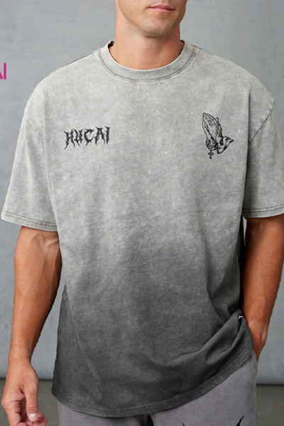 Custom Men's Vintage Snow Wash Oversized Gym T-Shirt