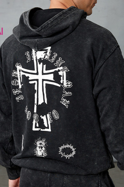 Custom Men's Vintage Snow Wash Hoodie Manufacturer