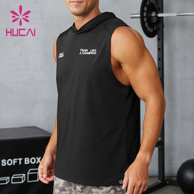 Custom Men's Sleeveless Training Hoodie | Moisture-Wicking Gym Tank Manufacturer