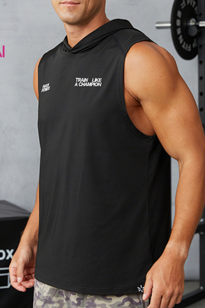 Custom Men's Sleeveless Training Hoodie | Moisture-Wicking Gym Tank Manufacturer