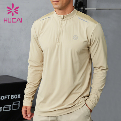 Custom Men's Mock Neck Long Sleeve Training Top | Contrast Mesh Breathable Sportswear Manufacturer