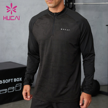 Custom Men's Camouflage Jacquard Mock Neck Top | Long Sleeve Activewear Manufacturer