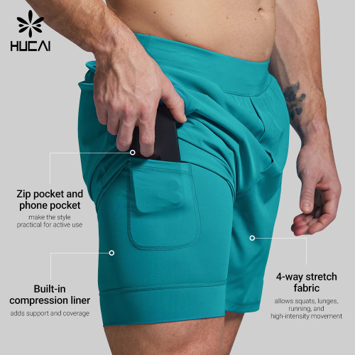 Custom Men's 4-Way Stretch Lined Shorts with Zip Pocket for Activewear Brands