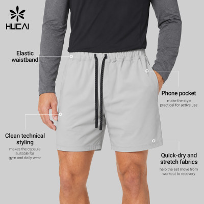 Custom Men's Quick-Dry Stretch Shorts with Phone Pocket for Activewear Brands