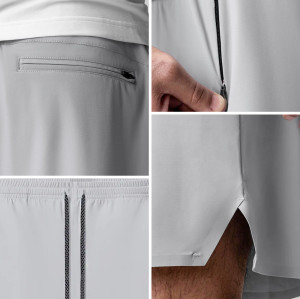 Custom Men's Side Split Quick-Dry Shorts with Zip Pocket for Activewear Brands