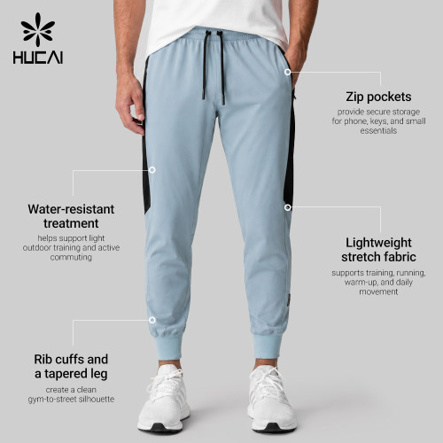 Custom Men's Water-Resistant Tapered Joggers with Zip Pockets for Activewear Brands