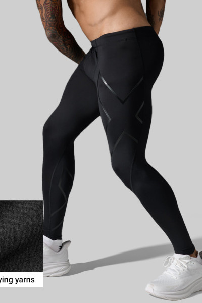 Custom Men's Quick-Dry Compression Tights with Graphic Panels for Activewear Brands