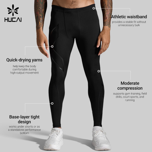 Custom Men's Quick-Dry Compression Tights with Graphic Panels for Activewear Brands