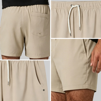 Custom Men's Linerless 4-Way Stretch Shorts with Back Pocket for Activewear Brands