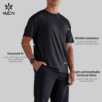 Custom Men's Oversized Breathable T-Shirt with Wrinkle Resistance for Activewear Brands