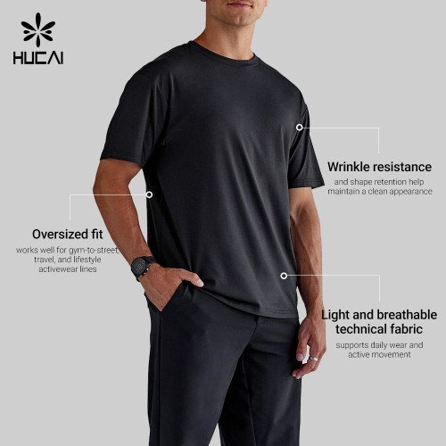 Custom Men's Oversized Breathable T-Shirt with Wrinkle Resistance for Activewear Brands