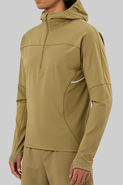 Custom Men's Water-Repellent Half-Zip Running Hoodie for Outdoor Training