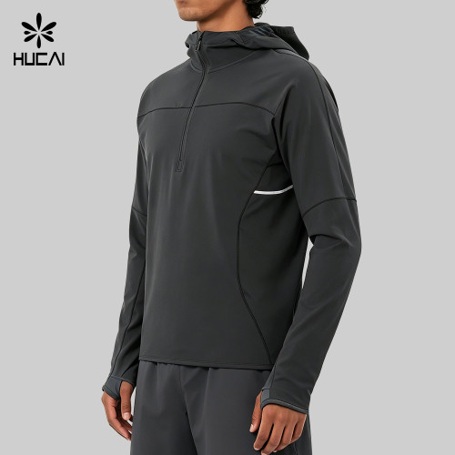 Custom Men's Water-Repellent Half-Zip Running Hoodie for Outdoor Training
