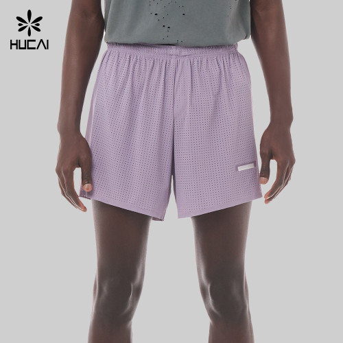 Custom Men's Perforated Lined Running Shorts with Waistband Pocket